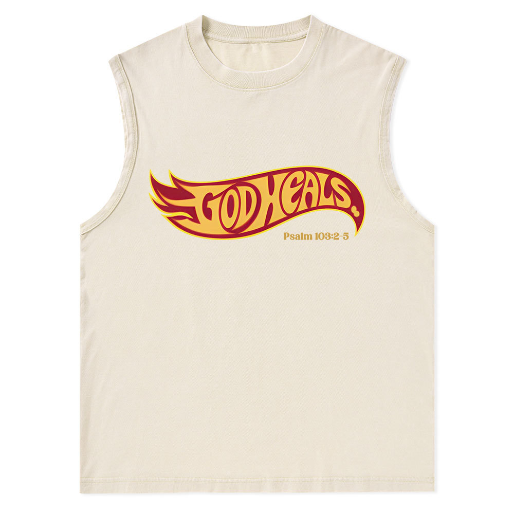 God Heals Christian Washed sleeveless Tee