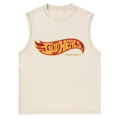 God Heals Christian Washed sleeveless Tee
