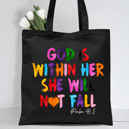 God Is Within Her Christian Canvas Tote Bag