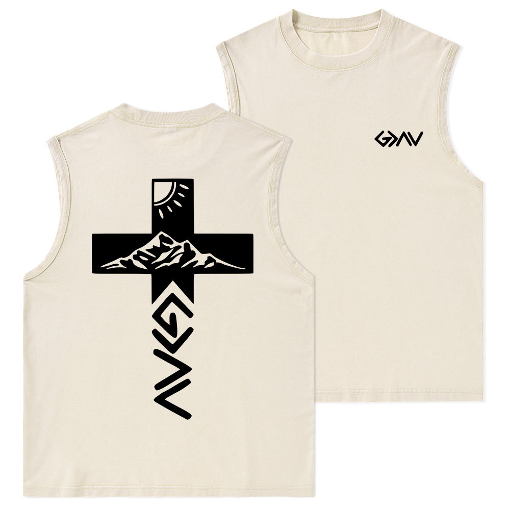 God Is Greater Than The Highs And Lows Christian Washed sleeveless Tee