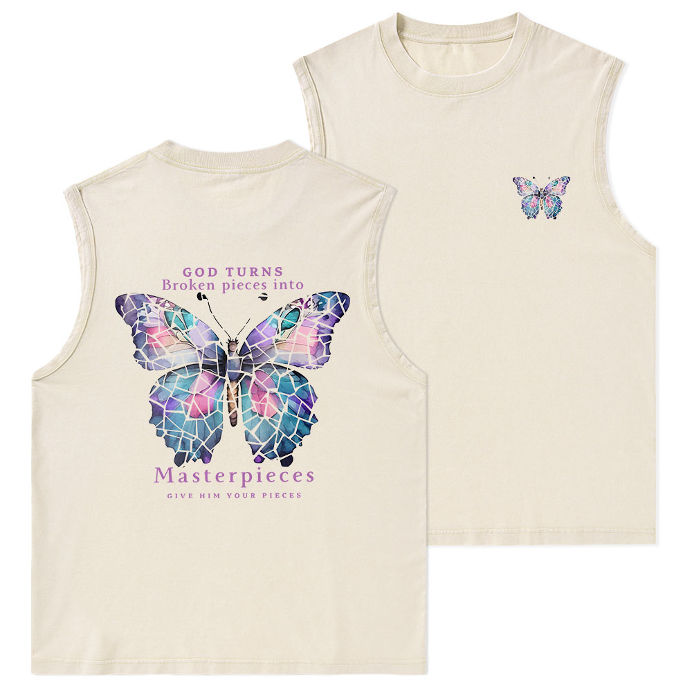 God Turns Broken Pieces Into Masterpieces Christian Washed sleeveless Tee