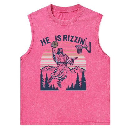 He Is Rizzen Christian Washed sleeveless Tee