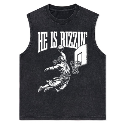 He Is Rizzin Christian Washed sleeveless Tee
