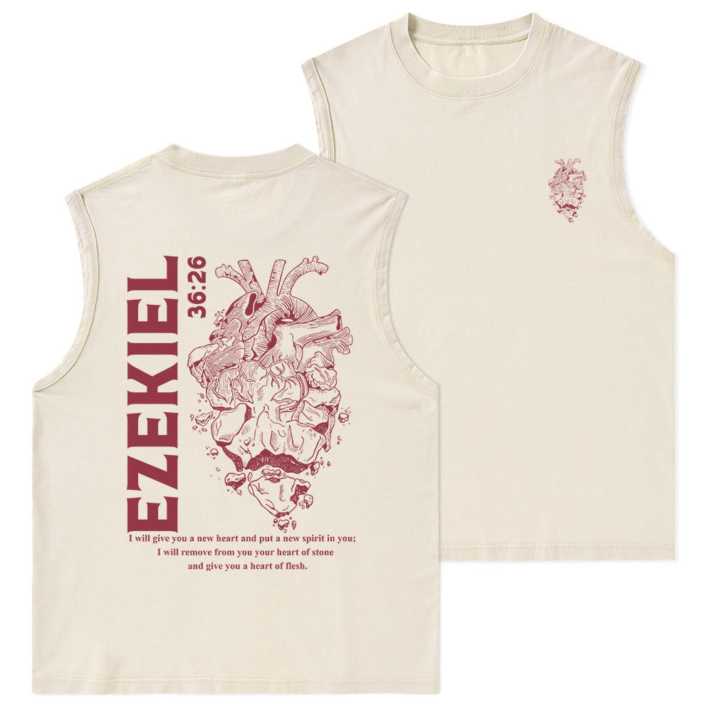 I Will Give You A New Heart And Put A New Spirit Christian Washed sleeveless Tee