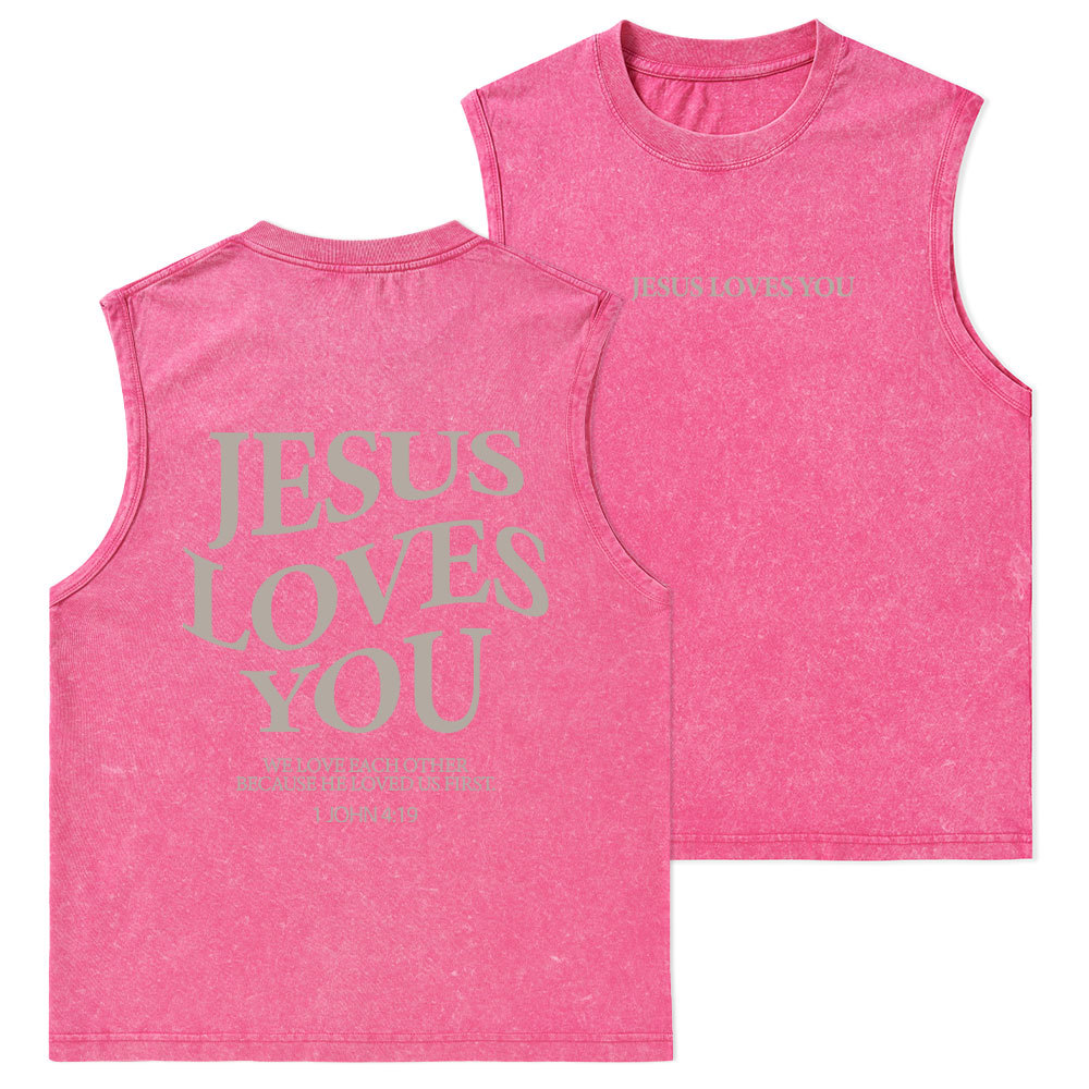 Jesus Love You Christian Washed sleeveless Tee
