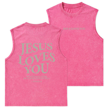 Jesus Love You Christian Washed sleeveless Tee