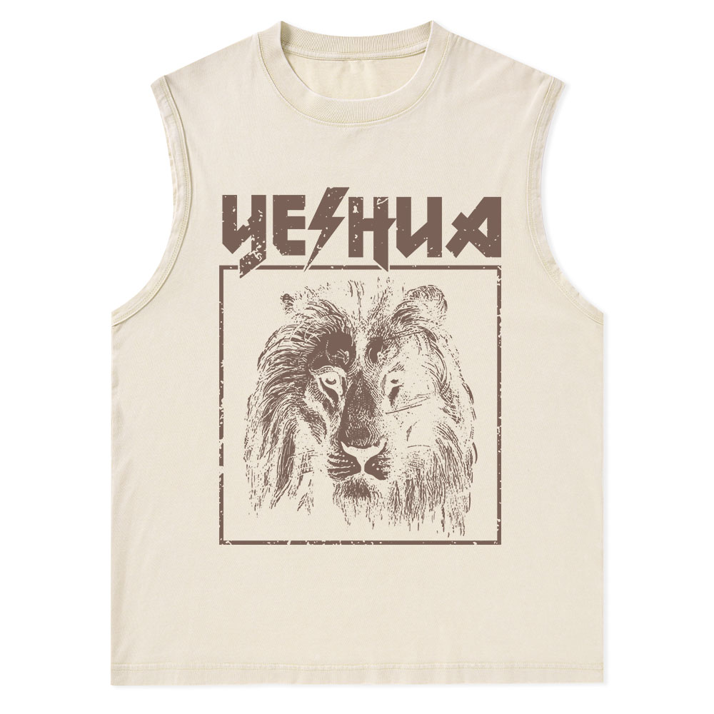 Retro Lion Yeshua Christian Washed sleeveless Tee
