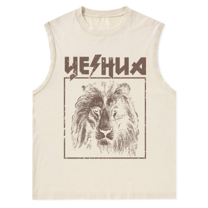Retro Lion Yeshua Christian Washed sleeveless Tee