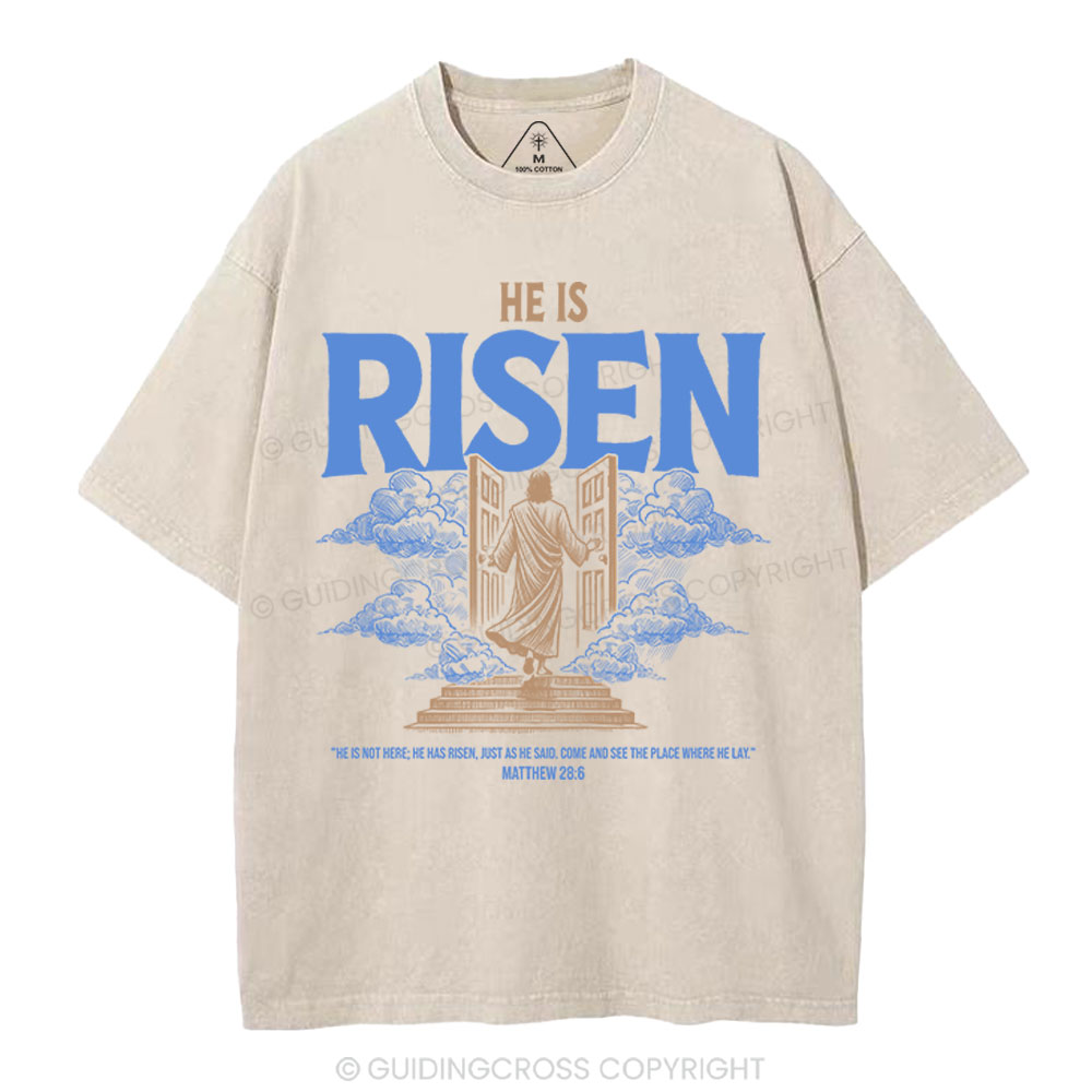He Is Risen Christian Washed T-Shirt