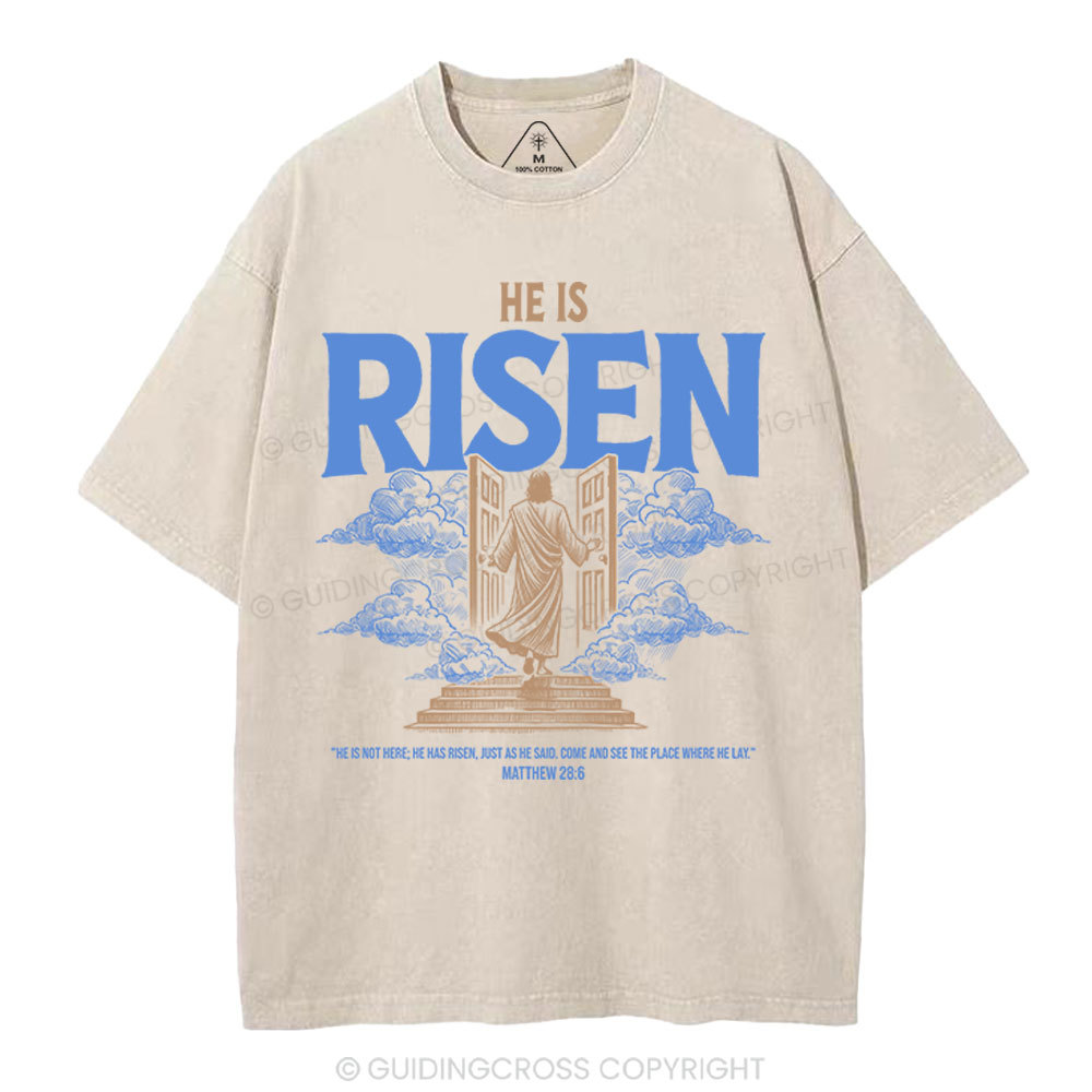 He Is Risen Christian Washed T-Shirt