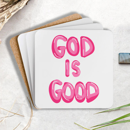 God Is Good Christian Wooden Printed Coasters