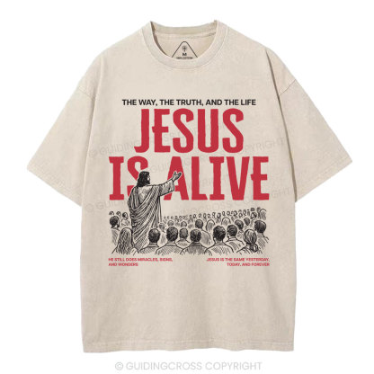 Jesus Is Alive Christian Washed T-Shirt