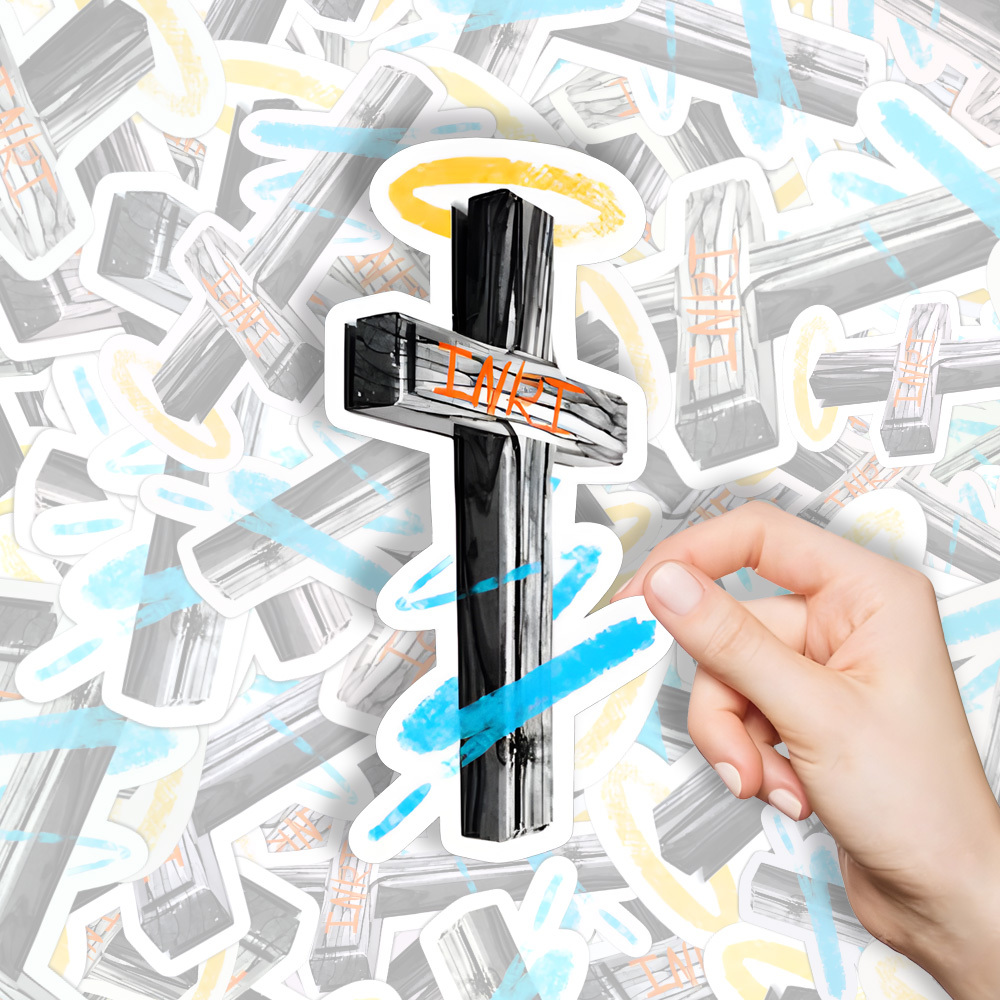 Wooden Cross Christian Stickers