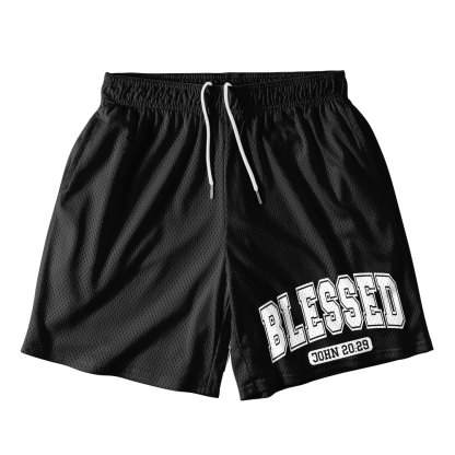 Blessed Black Christian Mesh Shorts