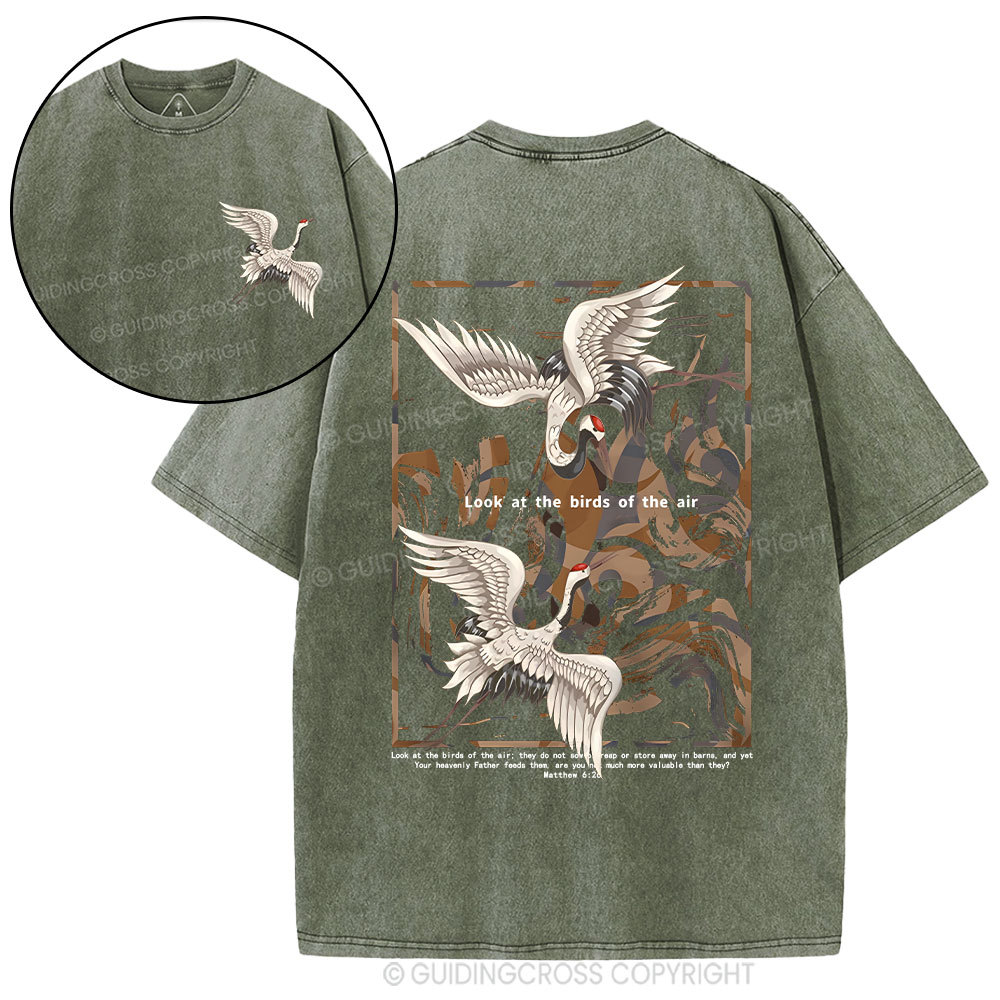 Look At The Birds Of The Air Christian Washed T-Shirt