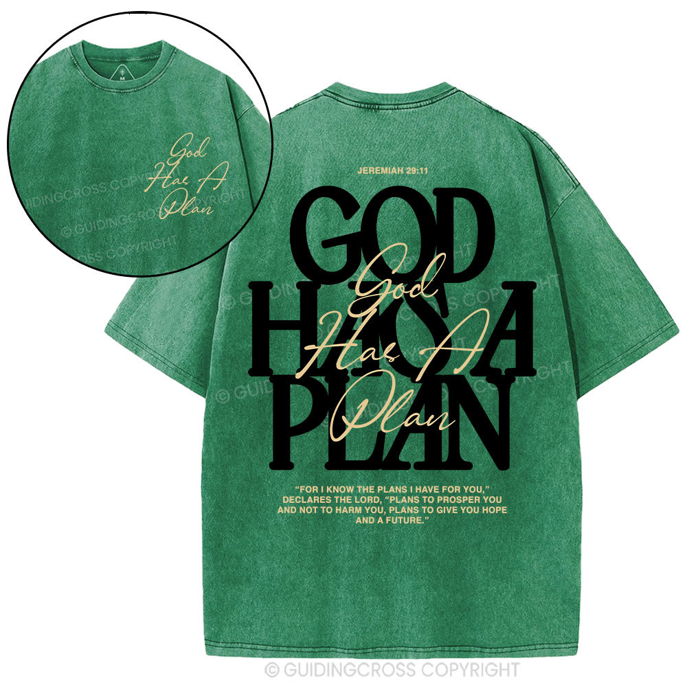 God Has A Plan Christian Washed T-Shirt