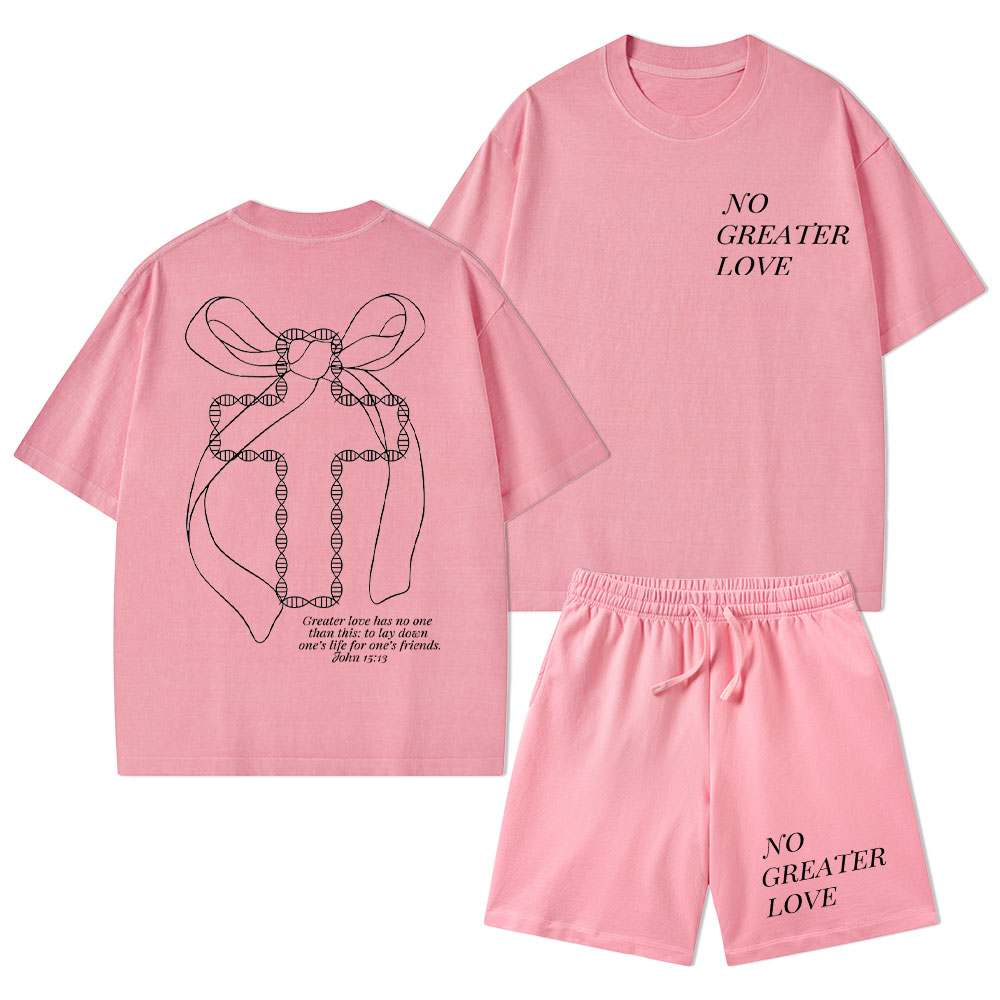 No Greater Love Christian Washed T-Shirt & Shorts