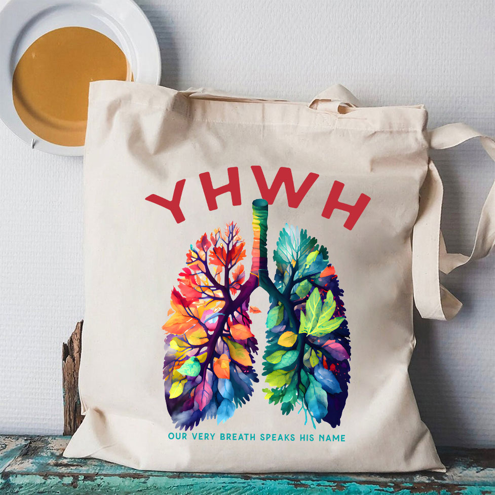 Our Breath Speaks His Name Christian Canvas Tote Bag