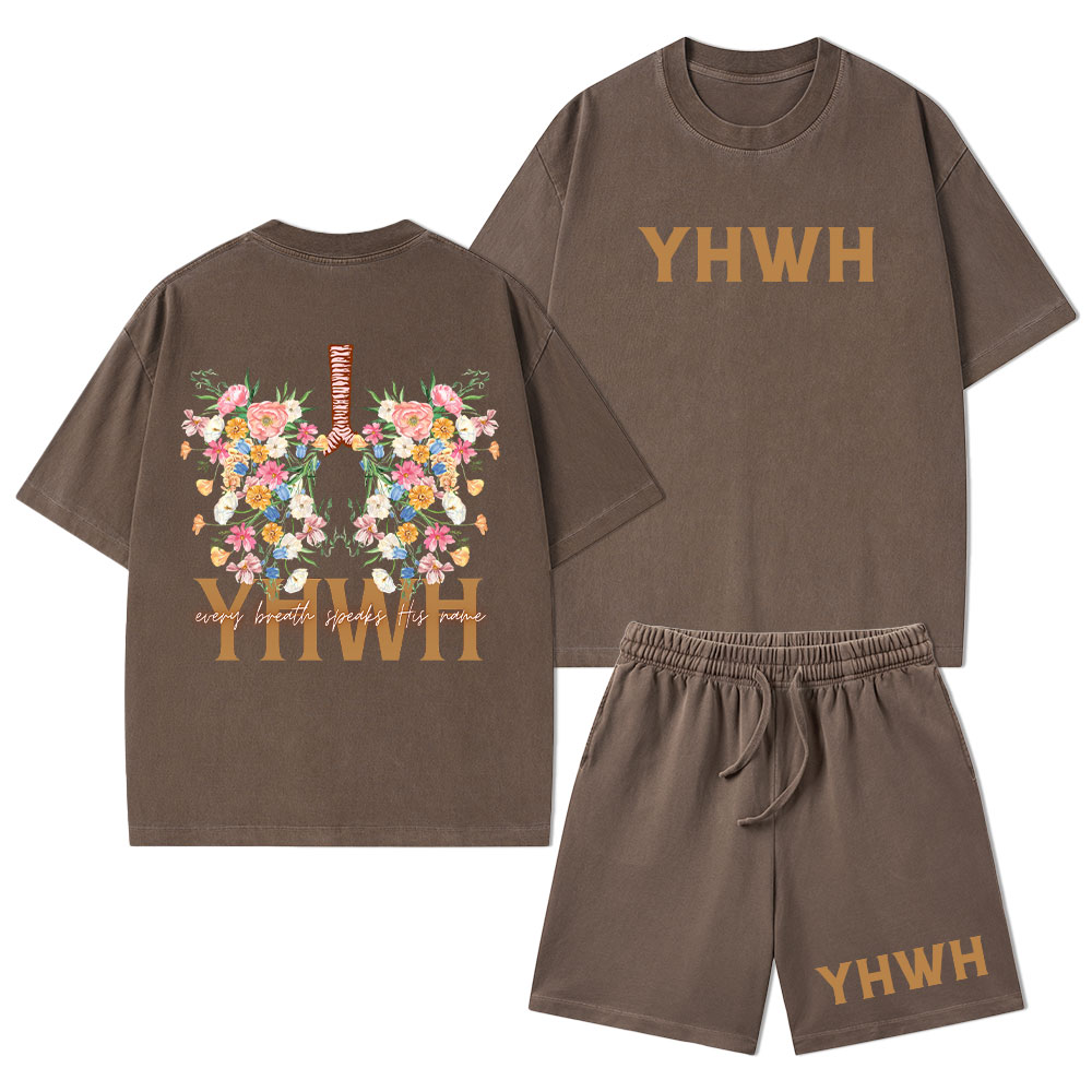 YHWH Every Breath Speaks His Name Christian Washed T-Shirt & Shorts