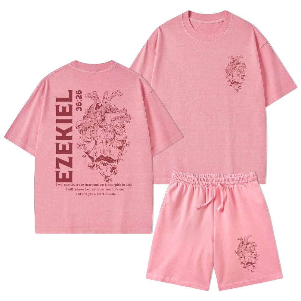 I Will Give You A New Heart And Put A New Spirit Christian Washed T-Shirt & Shorts