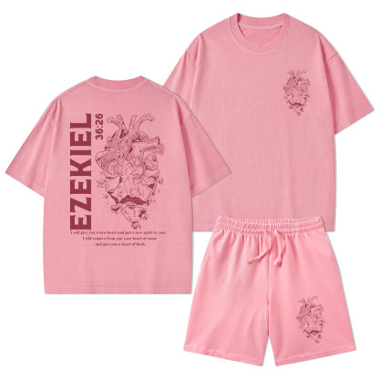 I Will Give You A New Heart And Put A New Spirit Christian Washed T-Shirt & Shorts