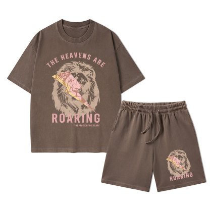 The Heavens Are Roaring Christian Washed T-Shirt & Shorts