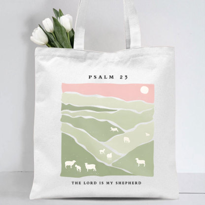 The Lord Is My Shepherd Christian Canvas Tote Bag