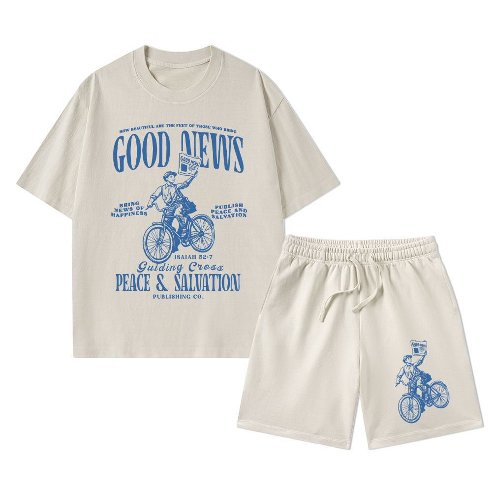 Good News Christian Washed T-Shirt & Shorts