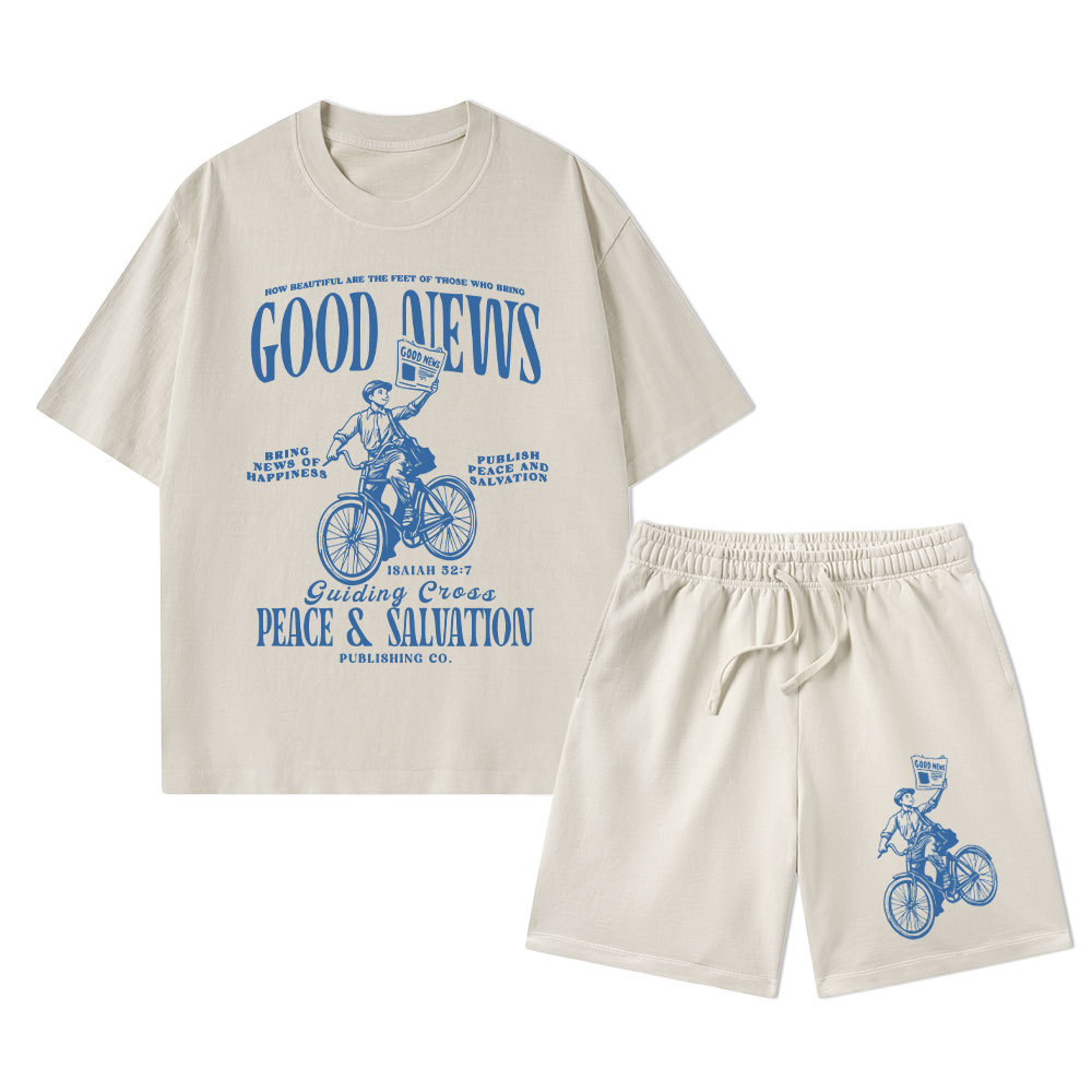 Good News Christian Washed T-Shirt & Shorts