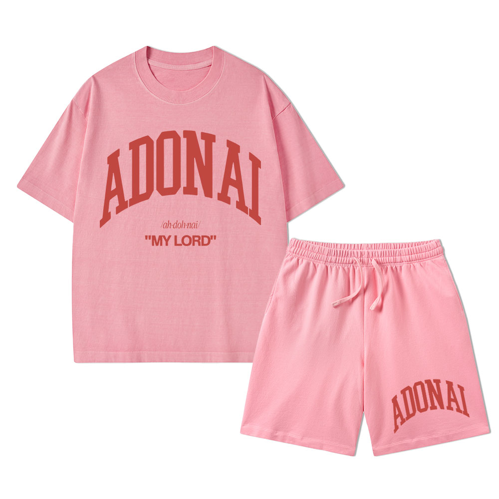 ADONAI My Lord Christian Washed T-Shirt & Shorts