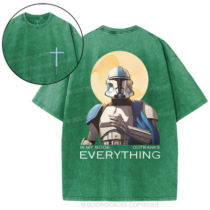In My Book Jesus Outranks Everything Christian Washed T-Shirt