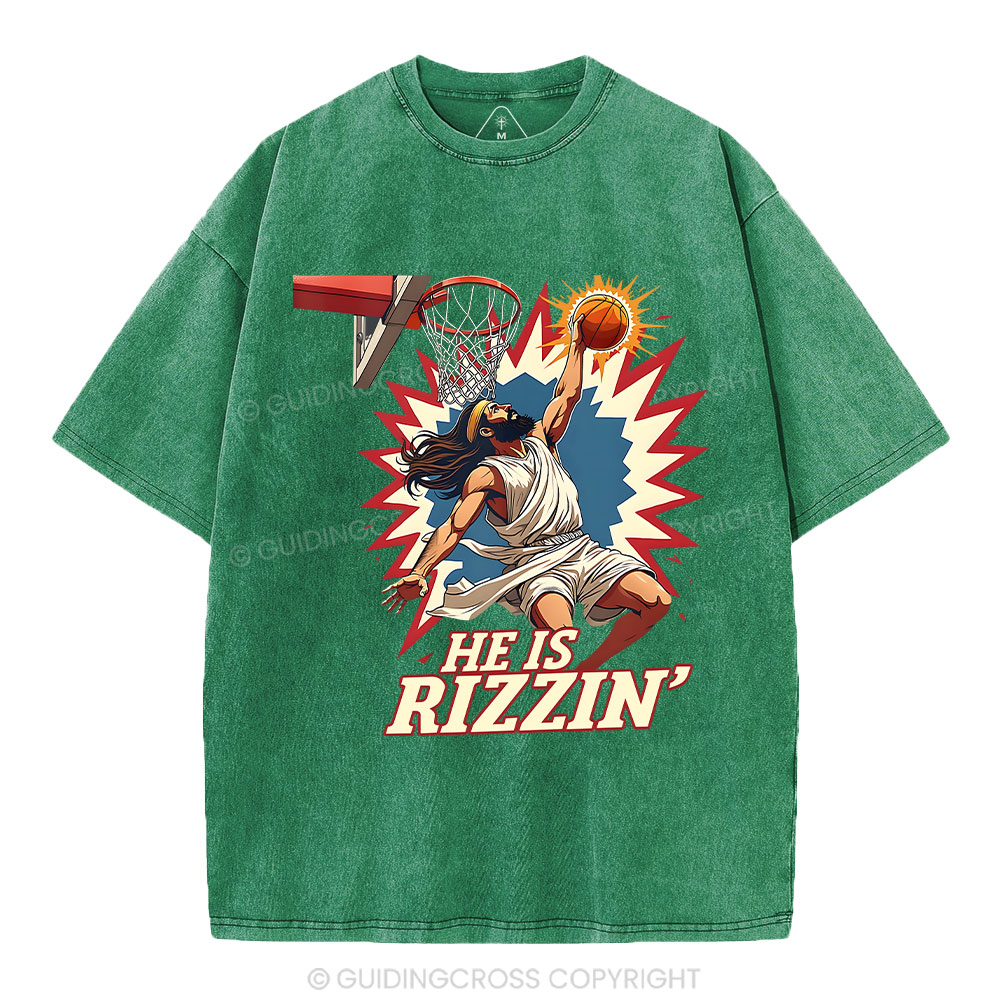 He Is Rizzen  Jesus Christian Washed T-Shirt