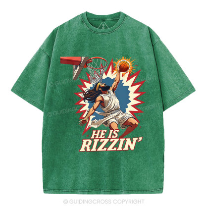He Is Rizzen  Jesus Christian Washed T-Shirt