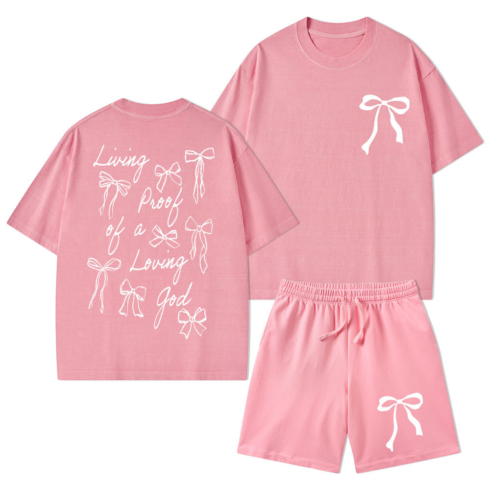 Living Proof Of A Loving God Christian Washed T-Shirt & Shorts