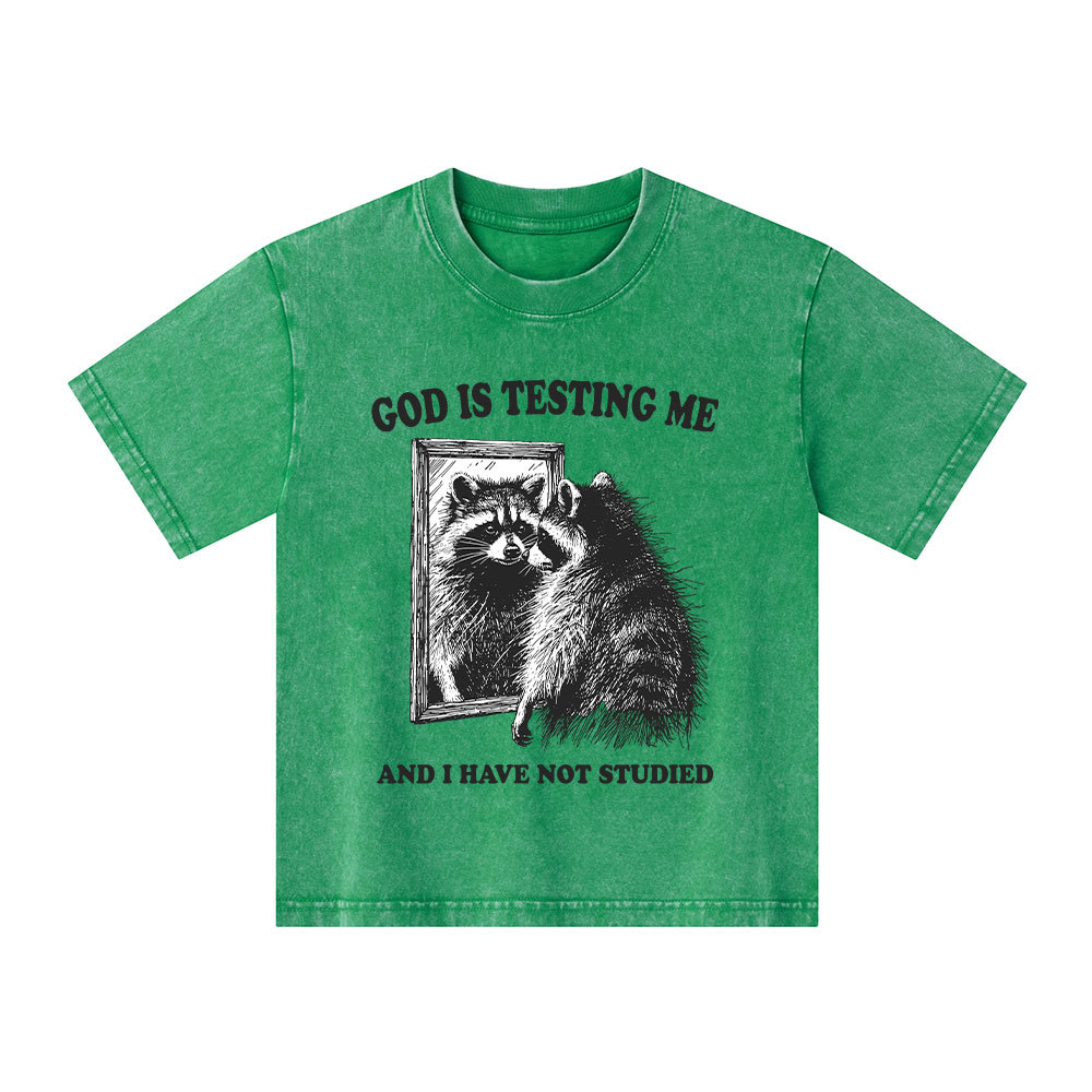 God Is Testing Me And I Have Not Studied Kid Washed T-Shirt
