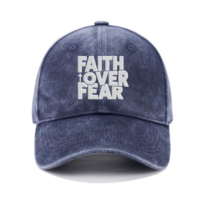 Faith Over Fear Christian Washed Hat