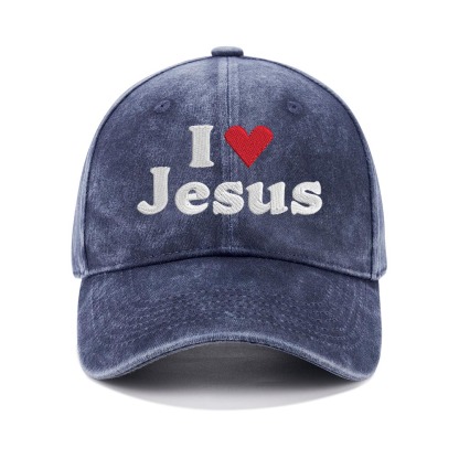 I Love Jesus Christian Washed Hat