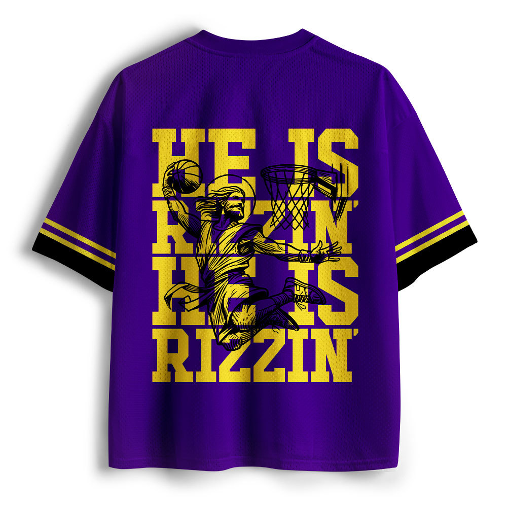 Luke 24 He Is Risen Purple Christian Mesh Jersey
