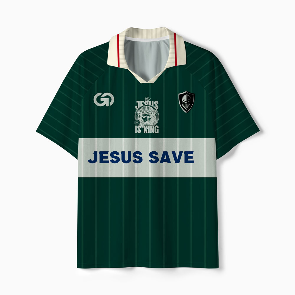 Jesus Saves Christian Collar Jersey