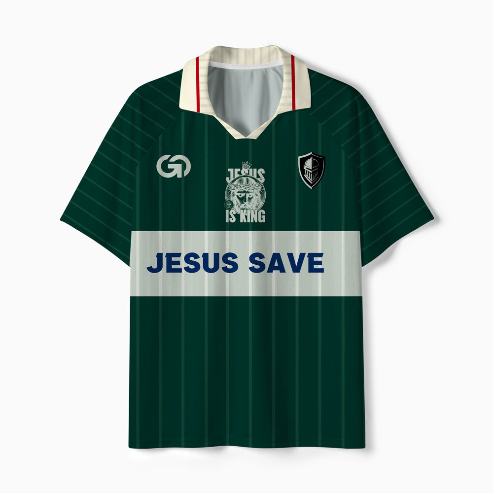 Jesus Saves Christian Collar Jersey