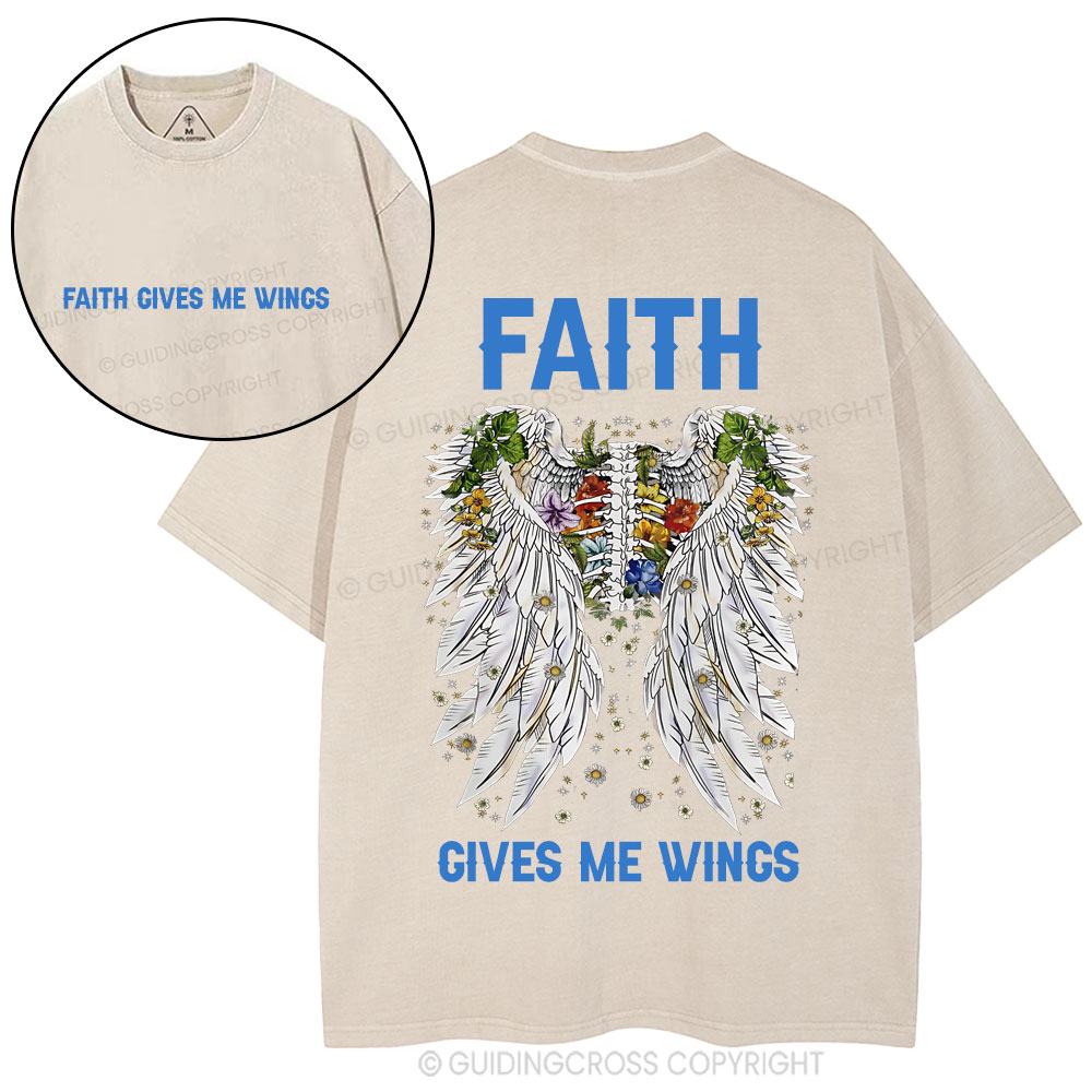 Faith Gives Me Wings Christian Washed T-Shirt