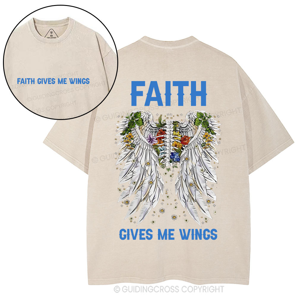 Faith Gives Me Wings Christian Washed T-Shirt
