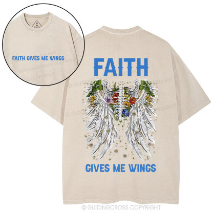 Faith Gives Me Wings Christian Washed T-Shirt