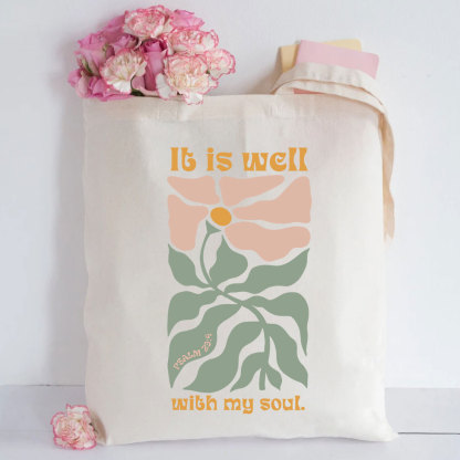 It Is Well With My Soul Christian Canvas Tote Bag