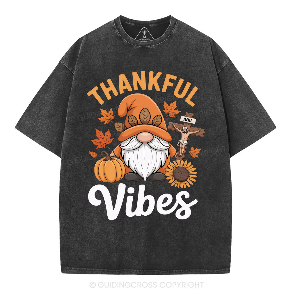 Thankful Vibes Christian Washed T-Shirt