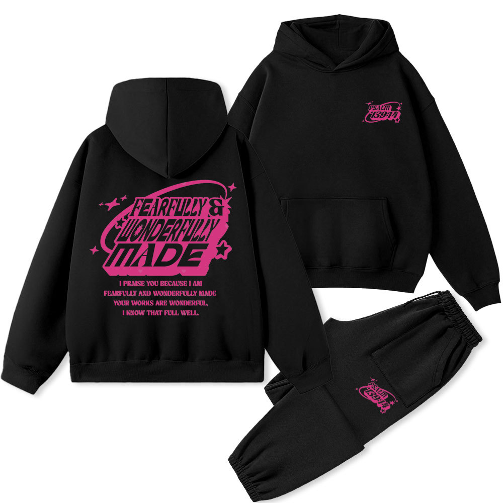Fearfully & Wonderfully Made Christian Premium Fleece Hoodie Set