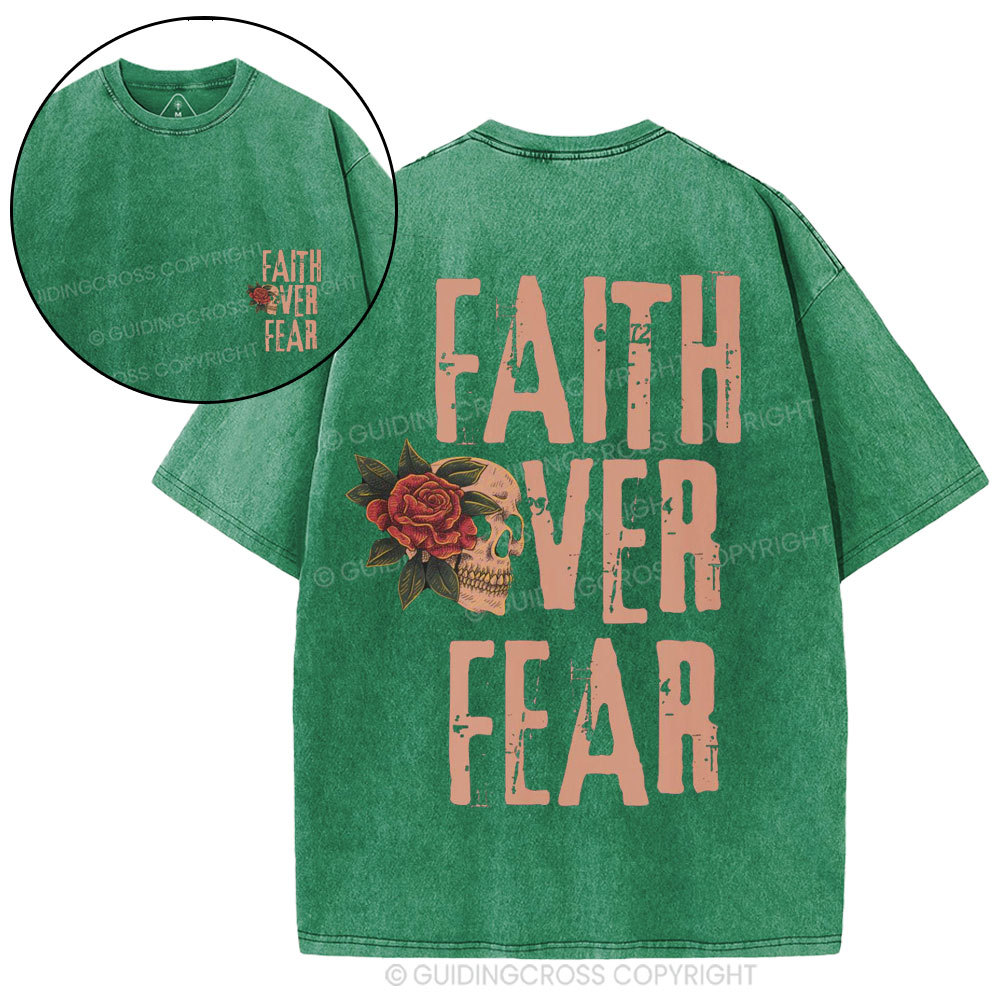 Faith Over Fear Skeleton Christian Washed T-Shirt