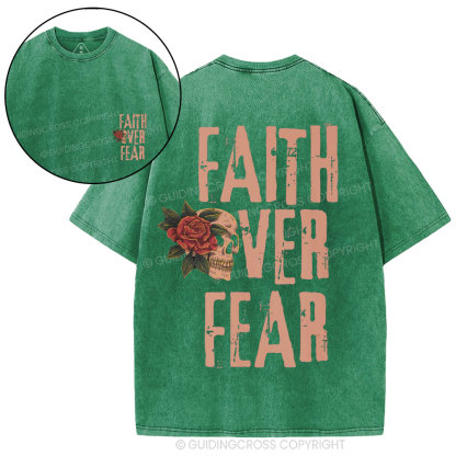 Faith Over Fear Skeleton Christian Washed T-Shirt