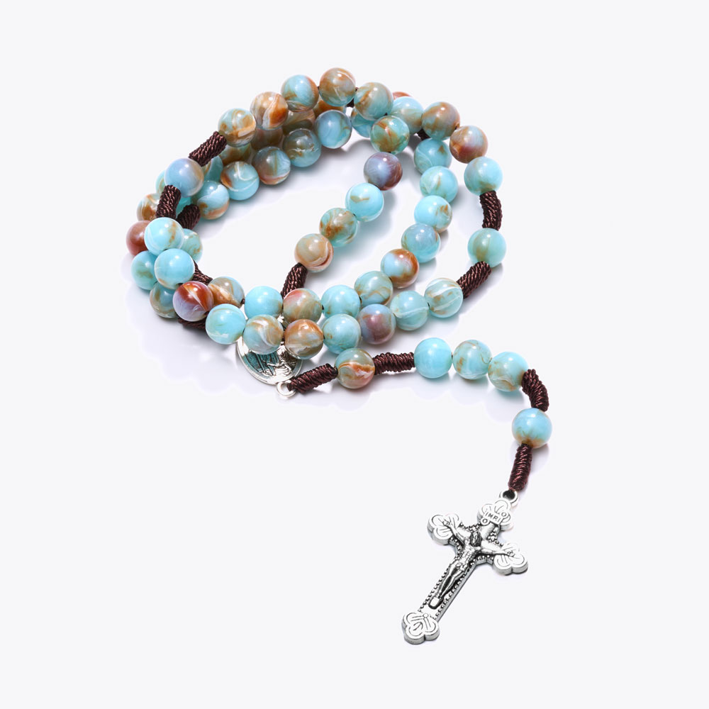 Hand-knotted imitation agate prayer beads