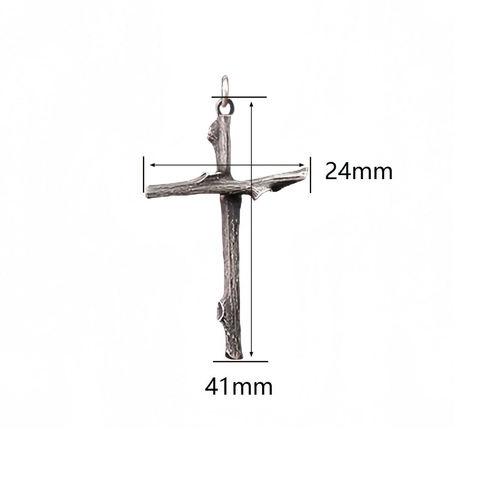 Dried wood Cross Christian Necklace